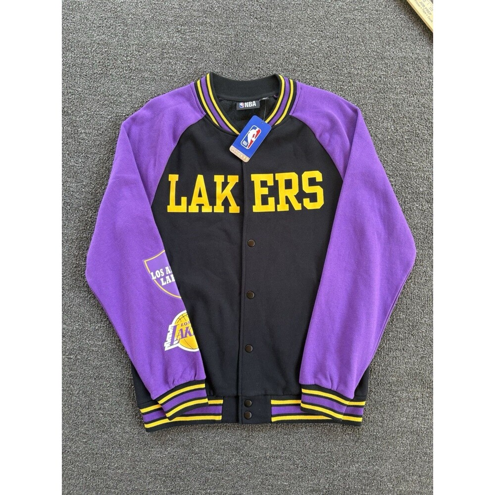 PRIMARK NBA‎ LA Lakers Jacket Men's Medium Varsity Sport Basketball Snap Buttons